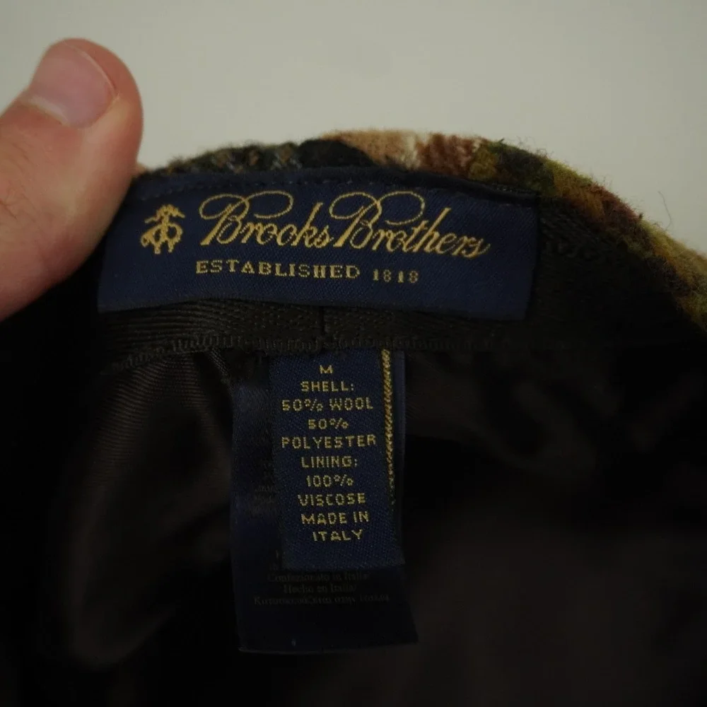 Brooks Brothers Flat Driver Newsboy Cap M Multicolor Patchwork Wool Blend Italy